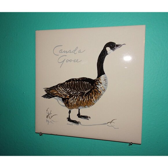 Vintage Screencraft Canada Goose Tile Howard art trivet Canadian Geese - Picture 2 of 10